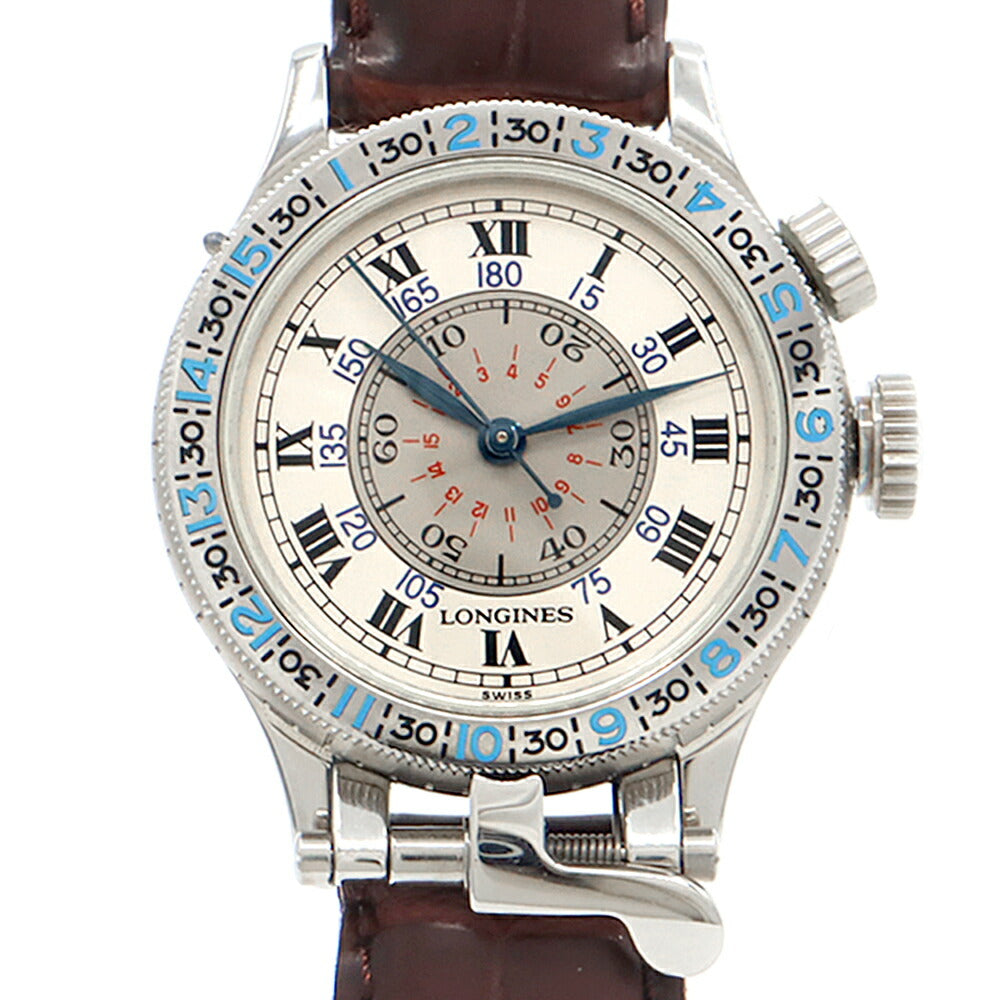 内部点検済 LONGINES ロンジン リンドバーグ アワーアングル 1000本限定 L2.607.4 デイト シルバー SS ステンレス 純正ベルト メンズ 手巻き【6ヶ月保証】【腕時計】【中古】