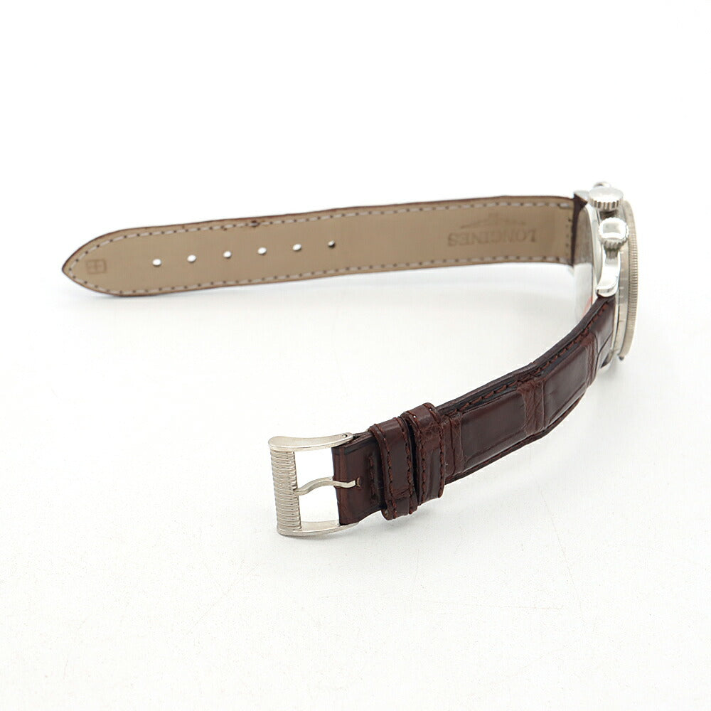 内部点検済 LONGINES ロンジン リンドバーグ アワーアングル 1000本限定 L2.607.4 デイト シルバー SS ステンレス 純正ベルト メンズ 手巻き【6ヶ月保証】【腕時計】【中古】