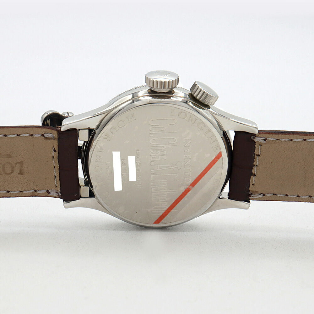 内部点検済 LONGINES ロンジン リンドバーグ アワーアングル 1000本限定 L2.607.4 デイト シルバー SS ステンレス 純正ベルト メンズ 手巻き【6ヶ月保証】【腕時計】【中古】