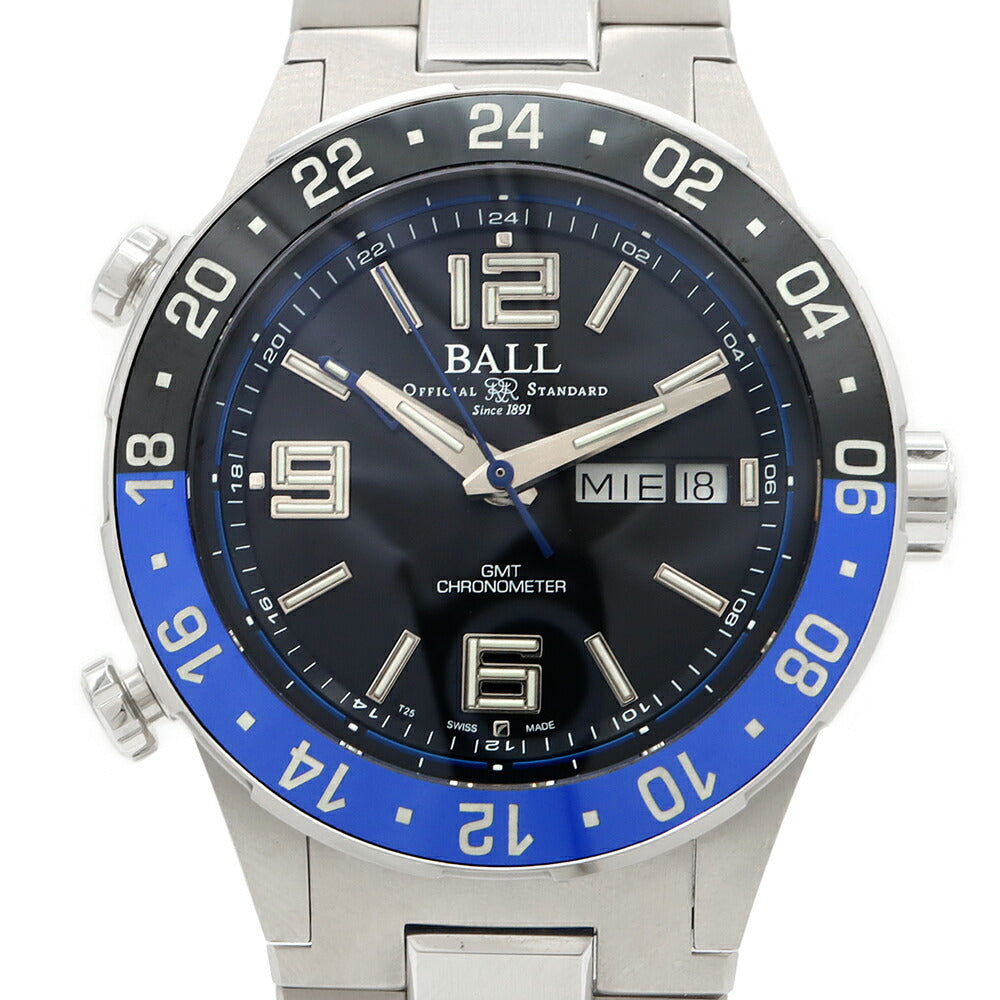 内部点検済 BALL ボール ウォッチ マリン GMT 世界1000本限定 DG3030B 200m防水 デイデイト 黒 ブラック SS ステンレス メンズ 自動巻き【6ヶ月保証】【腕時計】【中古】