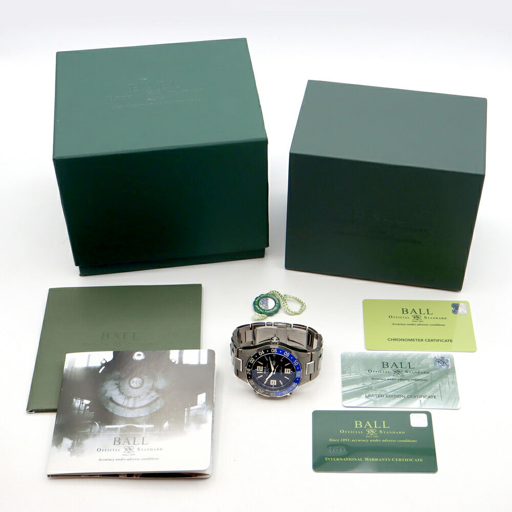 内部点検済 BALL ボール ウォッチ マリン GMT 世界1000本限定 DG3030B 200m防水 デイデイト 黒 ブラック SS ステンレス メンズ 自動巻き【6ヶ月保証】【腕時計】【中古】