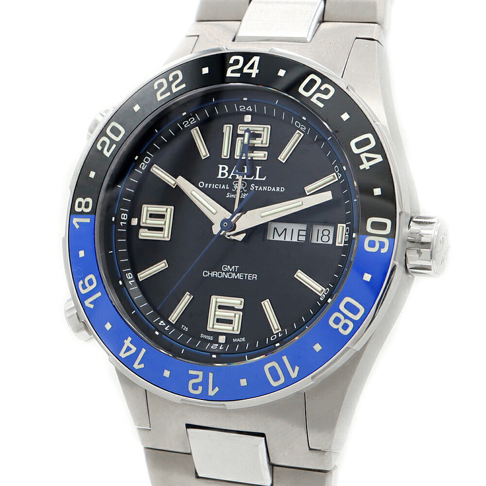 内部点検済 BALL ボール ウォッチ マリン GMT 世界1000本限定 DG3030B 200m防水 デイデイト 黒 ブラック SS ステンレス メンズ 自動巻き【6ヶ月保証】【腕時計】【中古】