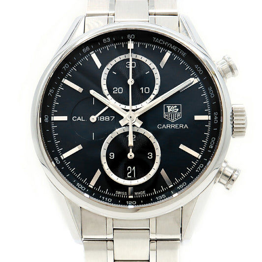 TAG Heuer タグホイヤー カレラ キャリバー1887 クロノグラフ CAR2110 デイト 100m防水 裏スケ 黒 ブラック SS ステンレス メンズ 自動巻き【6ヶ月保証】【腕時計】【中古】