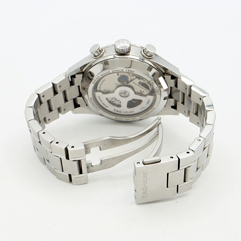 TAG Heuer タグホイヤー カレラ キャリバー1887 クロノグラフ CAR2110 デイト 100m防水 裏スケ 黒 ブラック SS ステンレス メンズ 自動巻き【6ヶ月保証】【腕時計】【中古】