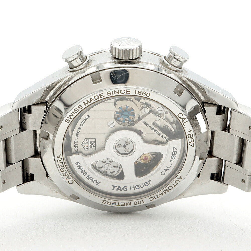 TAG Heuer タグホイヤー カレラ キャリバー1887 クロノグラフ CAR2110 デイト 100m防水 裏スケ 黒 ブラック SS ステンレス メンズ 自動巻き【6ヶ月保証】【腕時計】【中古】