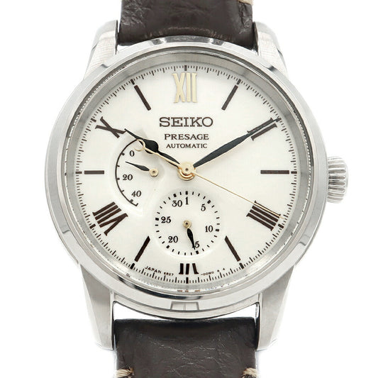 内部点検済 SEIKO セイコー プレザージュ クラフツマンシップシリーズ 110周年記念限定モデル 1500本限定 6R27-00Z0 パワーリザーブ デイト 裏スケ 有田焼ダイアル 白 ホワイト SS ステンレス 純正ベルト 純正尾錠 メンズ 自動巻き プレサージュ【6ヶ月保証】【腕時計】【中古】