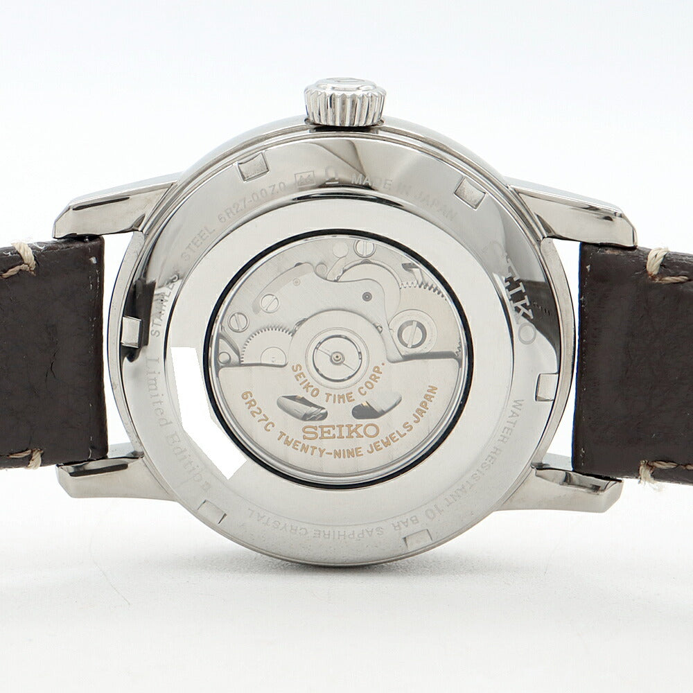 内部点検済 SEIKO セイコー プレザージュ クラフツマンシップシリーズ 110周年記念限定モデル 1500本限定 6R27-00Z0 パワーリザーブ デイト 裏スケ 有田焼ダイアル 白 ホワイト SS ステンレス 純正ベルト 純正尾錠 メンズ 自動巻き プレサージュ【6ヶ月保証】【腕時計】【中古】