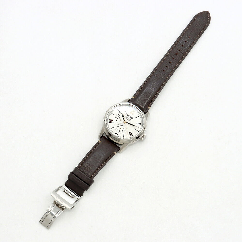 内部点検済 SEIKO セイコー プレザージュ クラフツマンシップシリーズ 110周年記念限定モデル 1500本限定 6R27-00Z0 パワーリザーブ デイト 裏スケ 有田焼ダイアル 白 ホワイト SS ステンレス 純正ベルト 純正尾錠 メンズ 自動巻き プレサージュ【6ヶ月保証】【腕時計】【中古】