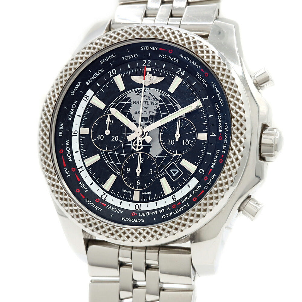 BREITLING ブライトリング ベントレー B05 ユニタイム AB0521 クロノグラフ ワールドタイム 100m防水 デイト 裏スケ 黒 ブラック SS ステンレス メンズ 自動巻き【自社保証6ヶ月】【腕時計】【中古】