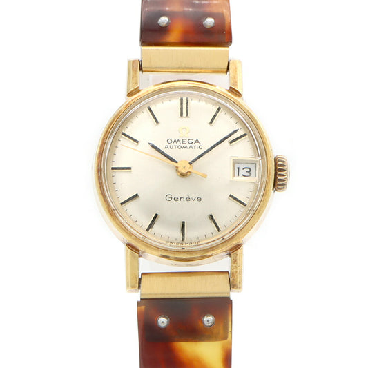 OMEGA オメガ Geneve ジュネーブ 562.005 Cal.681 24石 デイト シルバー YGP イエローゴールド SS ステンレス レディース 自動巻き アンティーク ヴィンテージ【腕時計】【中古】