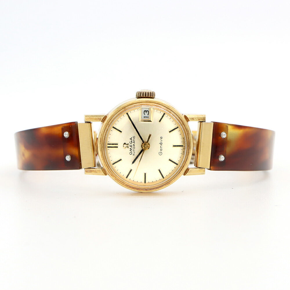 OMEGA オメガ Geneve ジュネーブ 562.005 Cal.681 24石 デイト シルバー YGP イエローゴールド SS ステンレス レディース 自動巻き アンティーク ヴィンテージ【腕時計】【中古】