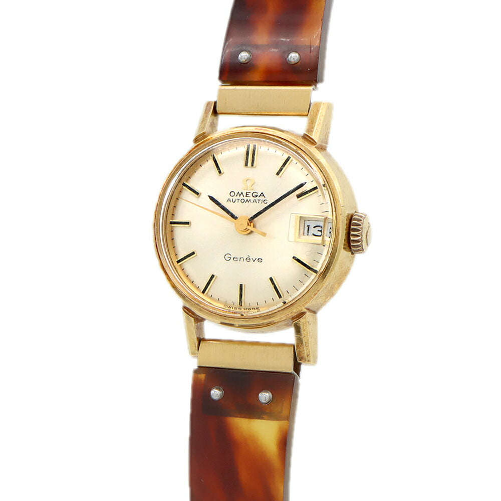 OMEGA Geneve 562.005 Cal.681 24 stones Date Silver YGP Yellow Gold SS Stainless Steel Ladies Automatic Winding Antique Vintage [Watch] [Used]