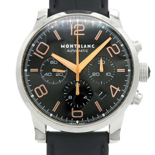 内部点検済 MONTBLANC モンブラン タイムウォーカー クロノグラフ 7069 デイト 30m防水 裏スケ スモールセコンド 黒 ブラック SS ステンレス 純正尾錠 メンズ 自動巻き【6ヶ月保証】【腕時計】【中古】