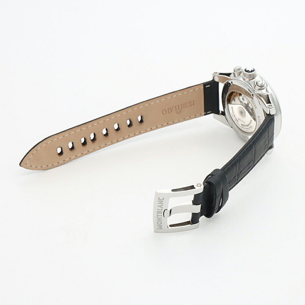 内部点検済 MONTBLANC モンブラン タイムウォーカー クロノグラフ 7069 デイト 30m防水 裏スケ スモールセコンド 黒 ブラック SS ステンレス 純正尾錠 メンズ 自動巻き【6ヶ月保証】【腕時計】【中古】