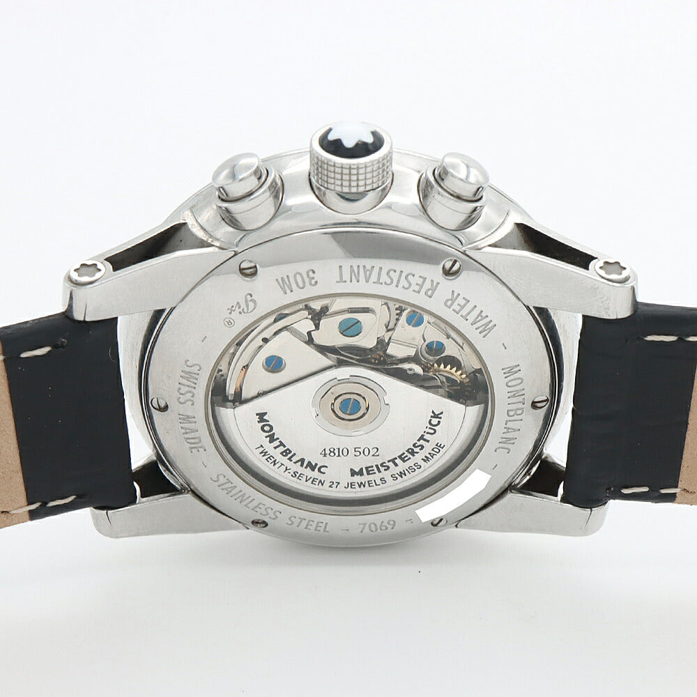 内部点検済 MONTBLANC モンブラン タイムウォーカー クロノグラフ 7069 デイト 30m防水 裏スケ スモールセコンド 黒 ブラック SS ステンレス 純正尾錠 メンズ 自動巻き【6ヶ月保証】【腕時計】【中古】