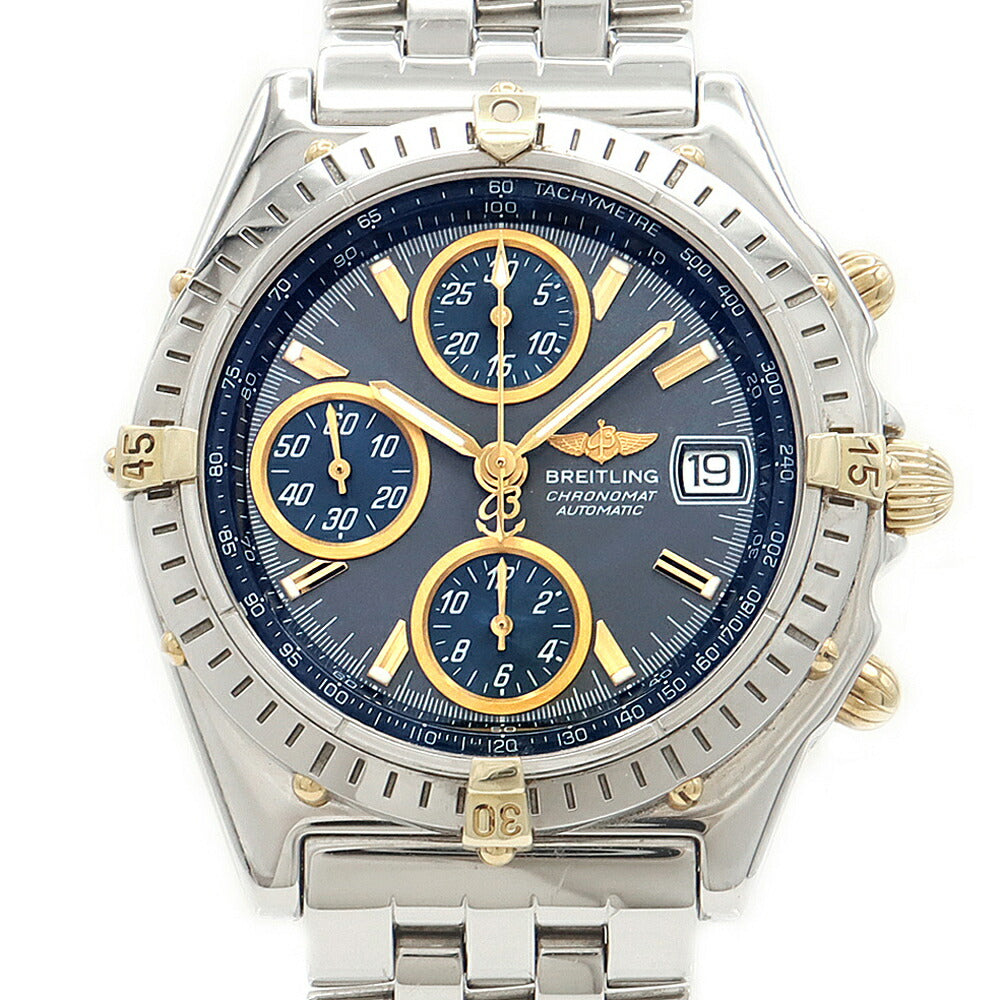 BREITLING ブライトリング クロノマット ビコロ B13050 クロノグラフ デイト 100m防水 グレー ブルー SS ステンレス YG イエローゴールド コンビ メンズ 自動巻き【保証6ヶ月】【腕時計】【中古】