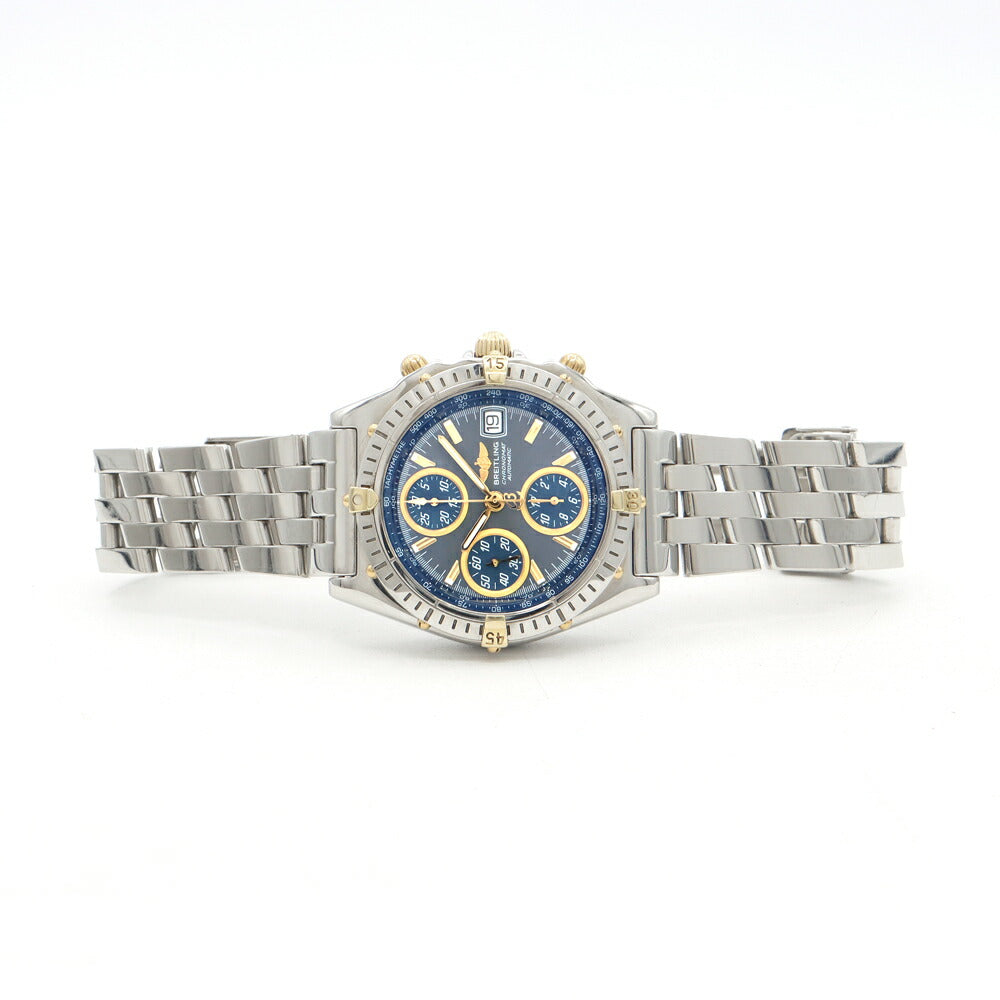 BREITLING ブライトリング クロノマット ビコロ B13050 クロノグラフ デイト 100m防水 グレー ブルー SS ステンレス YG イエローゴールド コンビ メンズ 自動巻き【保証6ヶ月】【腕時計】【中古】