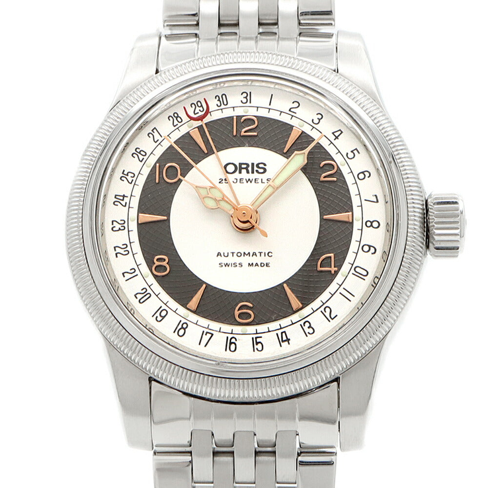 ORIS オリス ビッグクラウン ポインターデイト 7551 裏スケ デイト シルバー SS ステンレス メンズ 自動巻き【6ヶ月保証】【腕時計】【中古】