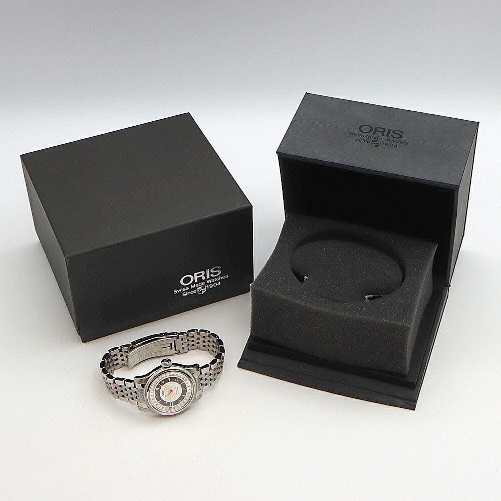 ORIS オリス ビッグクラウン ポインターデイト 7551 裏スケ デイト シルバー SS ステンレス メンズ 自動巻き【6ヶ月保証】【腕時計】【中古】