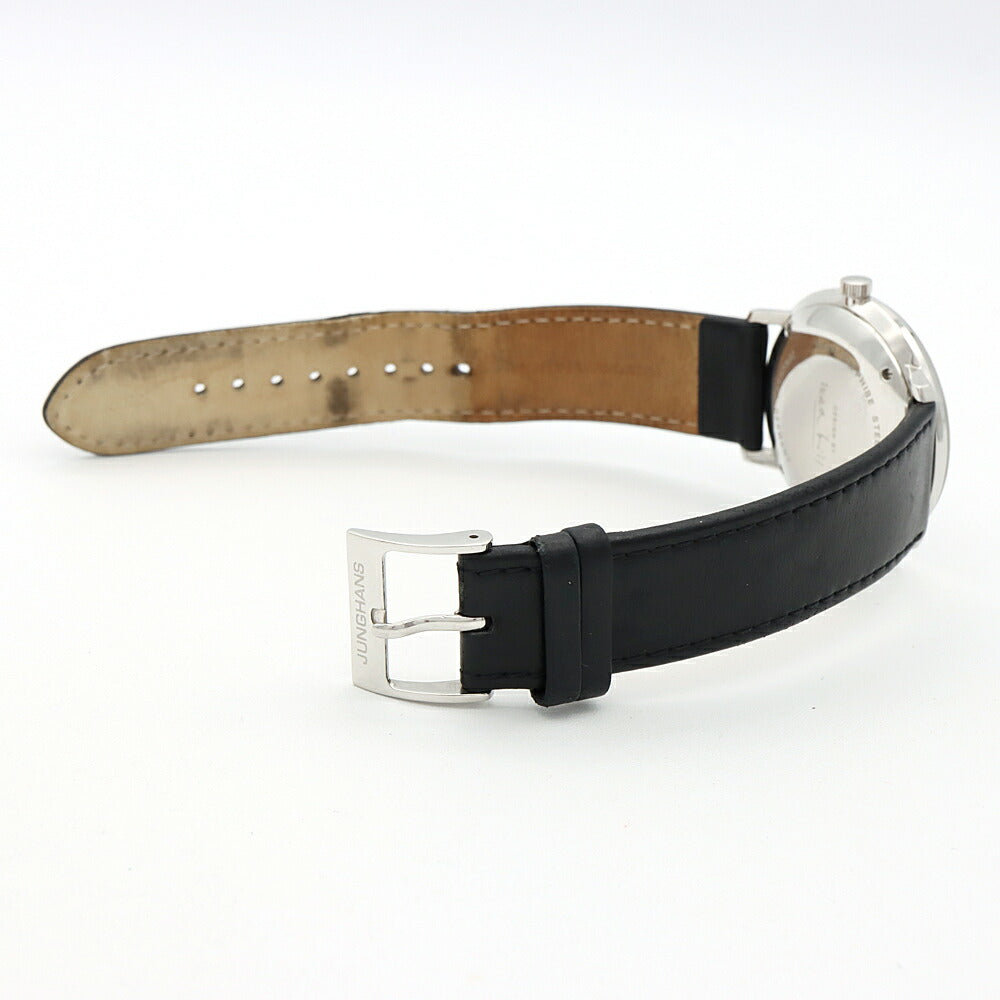 内部点検済 JUNGHANS ユンハンス マックス ビル オートマティック 27/4701.02 デイト 50m防水 黒 ブラック SS ステンレス 純正ベルト 純正尾錠 メンズ 自動巻き【6ヶ月保証】【腕時計】【中古】