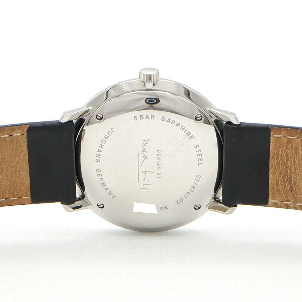 内部点検済 JUNGHANS ユンハンス マックス ビル オートマティック 27/4701.02 デイト 50m防水 黒 ブラック SS ステンレス 純正ベルト 純正尾錠 メンズ 自動巻き【6ヶ月保証】【腕時計】【中古】