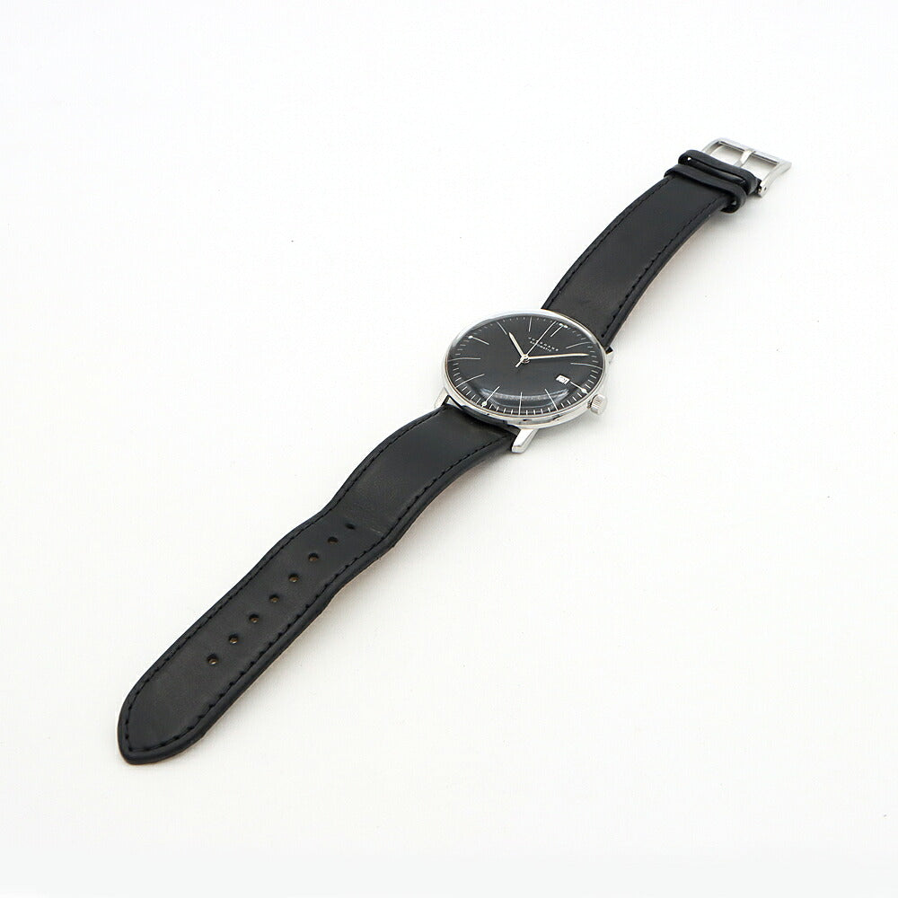 内部点検済 JUNGHANS ユンハンス マックス ビル オートマティック 27/4701.02 デイト 50m防水 黒 ブラック SS ステンレス 純正ベルト 純正尾錠 メンズ 自動巻き【6ヶ月保証】【腕時計】【中古】