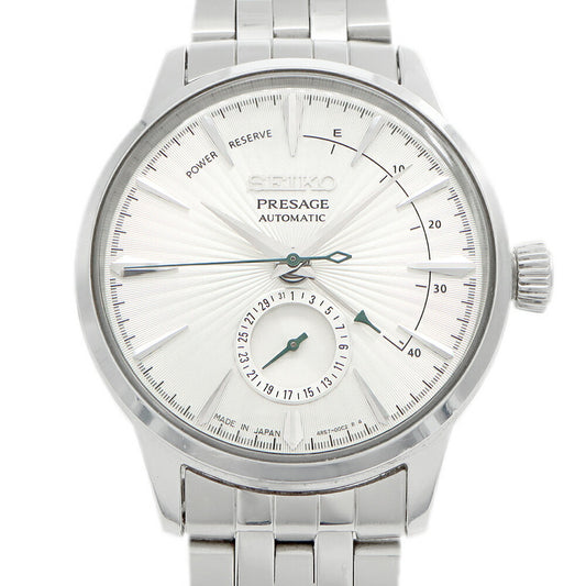 SEIKO セイコー プレザージュ 4R57-00E0 デイト パワーリザーブ 裏スケ シルバー SS ステンレス メンズ 自動巻き プレサージュ【6ヶ月保証】【腕時計】【中古】