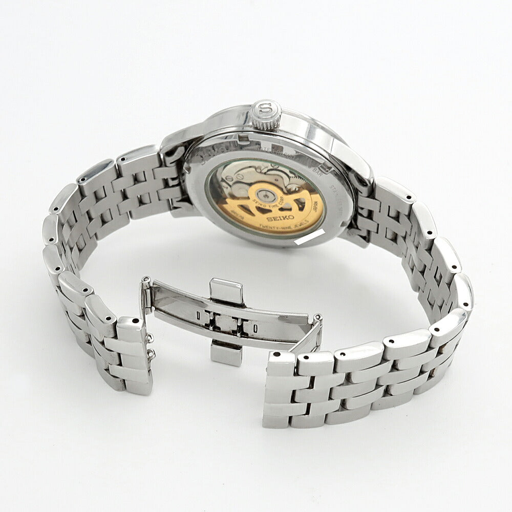 SEIKO セイコー プレザージュ 4R57-00E0 デイト パワーリザーブ 裏スケ シルバー SS ステンレス メンズ 自動巻き プレサージュ【6ヶ月保証】【腕時計】【中古】