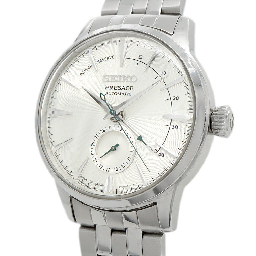 SEIKO セイコー プレザージュ 4R57-00E0 デイト パワーリザーブ 裏スケ シルバー SS ステンレス メンズ 自動巻き プレサージュ【6ヶ月保証】【腕時計】【中古】