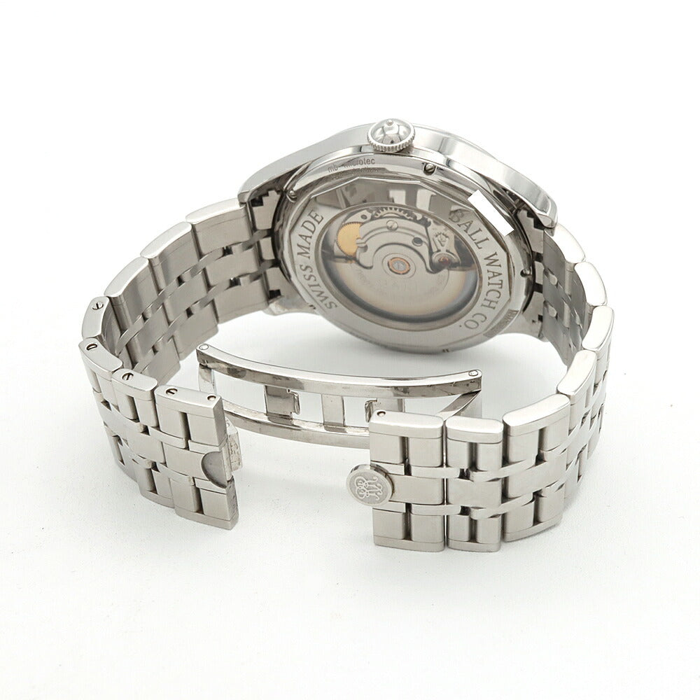 BALL ボール ウォッチ トレインマスター ムーンフェイズ NM3082D-SJ-BE デイト 裏スケ 50m防水 青 ブルー SS ステンレス メンズ 自動巻き【6ヶ月保証】【腕時計】【中古】