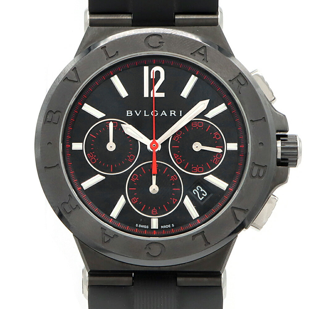 BVLGARI ブルガリ ディアゴノ クロノグラフ DG42SCCH デイト スモールセコンド 黒 ブラック SS ステンレス 純正尾錠 メンズ 自動巻き【6ヶ月保証】【腕時計】【中古】