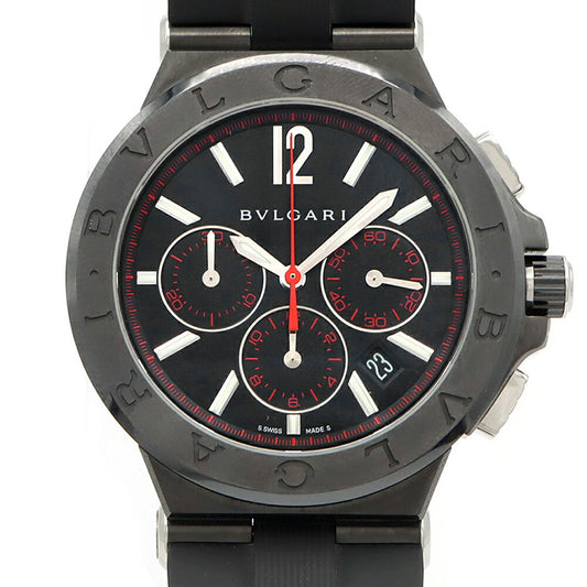 BVLGARI ブルガリ ディアゴノ クロノグラフ DG42SCCH デイト スモールセコンド 黒 ブラック SS ステンレス 純正尾錠 メンズ 自動巻き【6ヶ月保証】【腕時計】【中古】