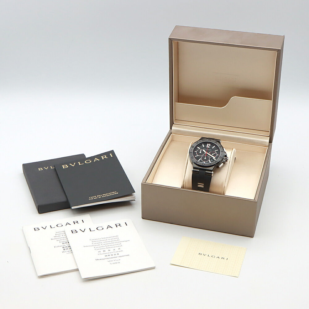 BVLGARI ブルガリ ディアゴノ クロノグラフ DG42SCCH デイト スモールセコンド 黒 ブラック SS ステンレス 純正尾錠 メンズ 自動巻き【6ヶ月保証】【腕時計】【中古】