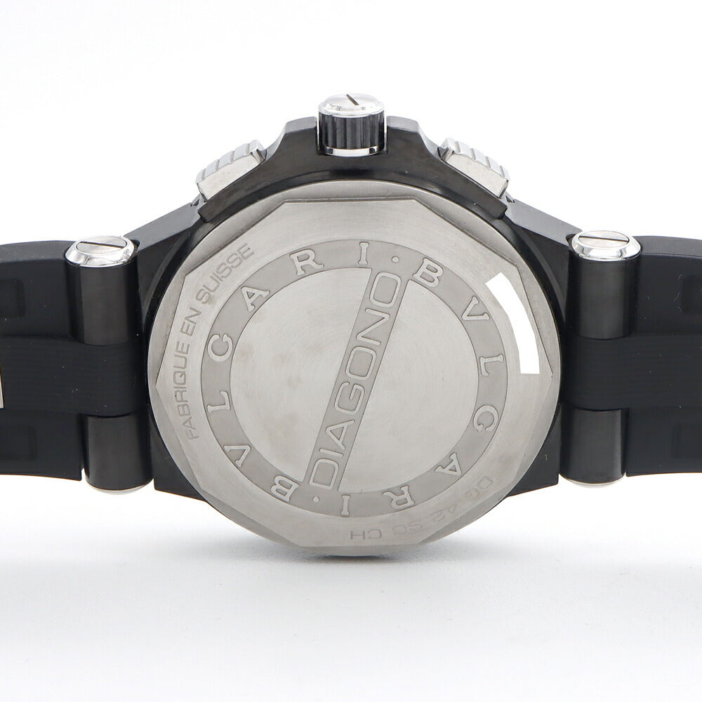 BVLGARI ブルガリ ディアゴノ クロノグラフ DG42SCCH デイト スモールセコンド 黒 ブラック SS ステンレス 純正尾錠 メンズ 自動巻き【6ヶ月保証】【腕時計】【中古】
