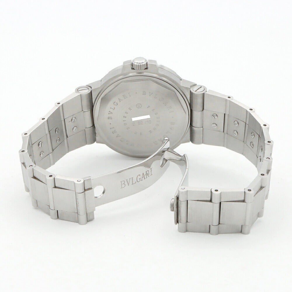 内部点検済 BVLGARI ブルガリ ディアゴノ スクーバ SD38S デイト 200m防水 黒 ブラック SS ステンレス メンズ 自動巻き【6ヶ月保証】【腕時計】【中古】