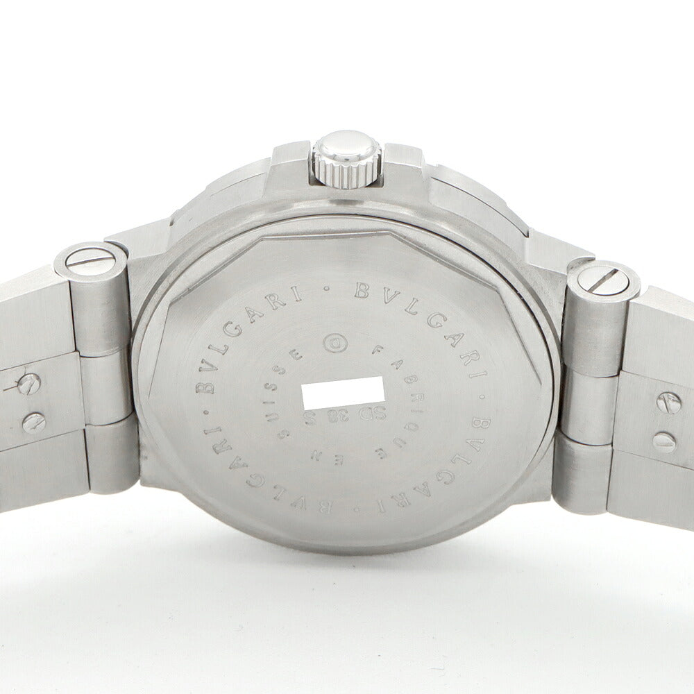 内部点検済 BVLGARI ブルガリ ディアゴノ スクーバ SD38S デイト 200m防水 黒 ブラック SS ステンレス メンズ 自動巻き【6ヶ月保証】【腕時計】【中古】