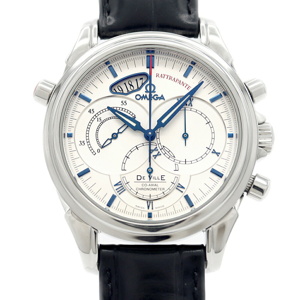 内部点検済 OMEGA オメガ デビル ラトラパンテ コーアクシャル クロノグラフ 4847.30 裏スケ シルバー SS ステンレス 純正ベルト 純正尾錠 メンズ 自動巻き デヴィル【6ヶ月保証】【腕時計】【中古】