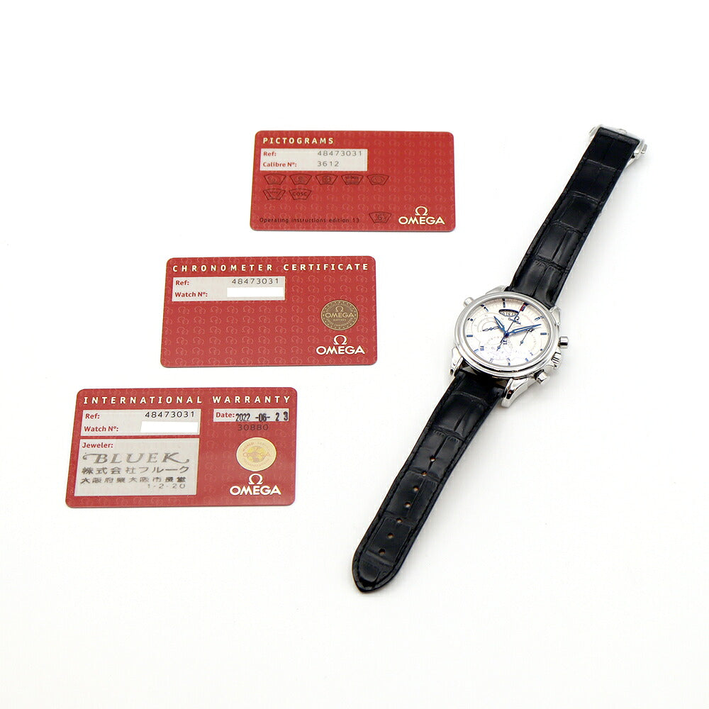 内部点検済 OMEGA オメガ デビル ラトラパンテ コーアクシャル クロノグラフ 4847.30 裏スケ シルバー SS ステンレス 純正ベルト 純正尾錠 メンズ 自動巻き デヴィル【6ヶ月保証】【腕時計】【中古】