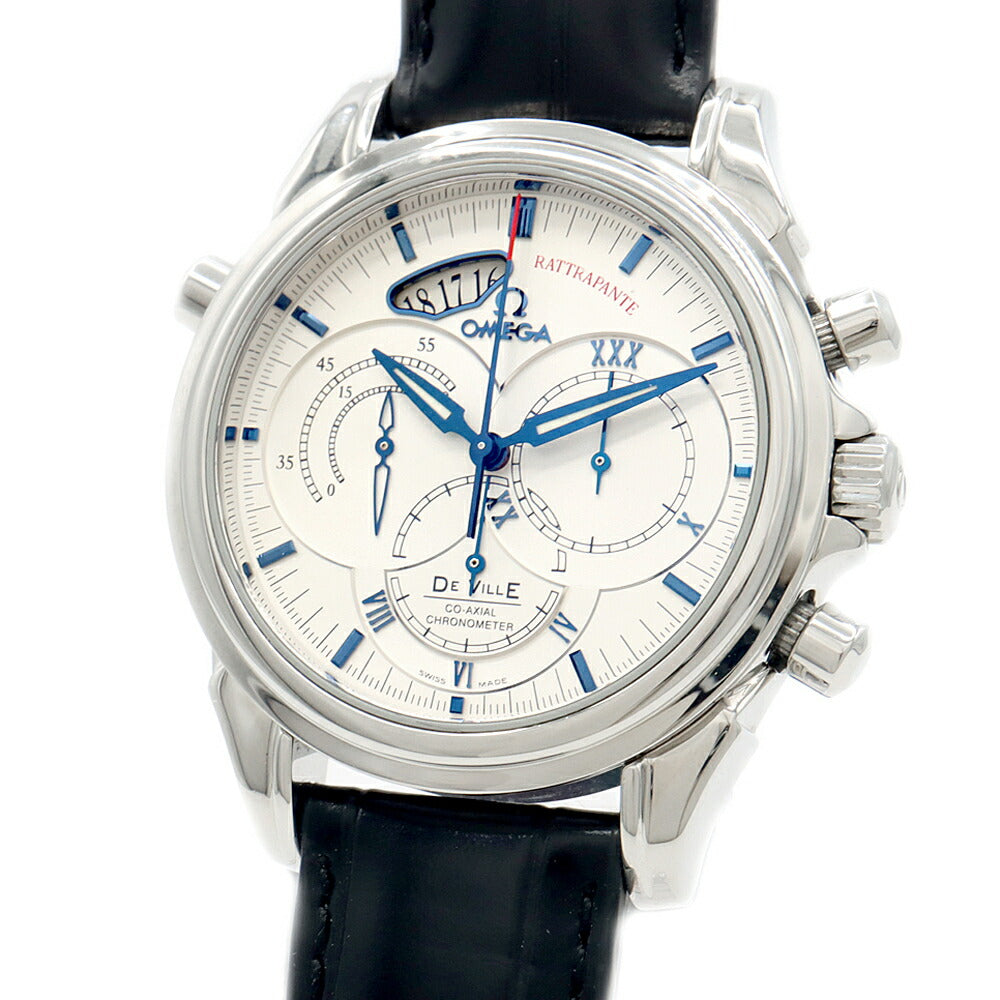 内部点検済 OMEGA オメガ デビル ラトラパンテ コーアクシャル クロノグラフ 4847.30 裏スケ シルバー SS ステンレス 純正ベルト 純正尾錠 メンズ 自動巻き デヴィル【6ヶ月保証】【腕時計】【中古】