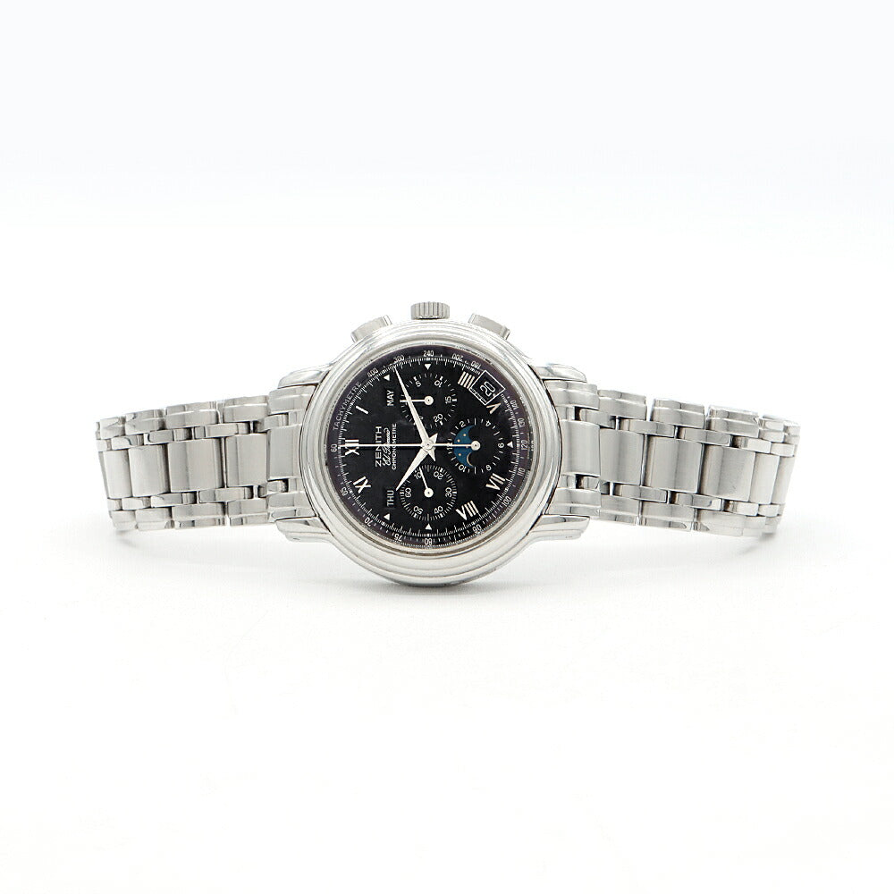 ZENITH ゼニス エルプリメロ クロノマスターT 02.0240.410 クロノグラフ ムーンフェイズ トリプルカレンダー 黒 ブラック SS ステンレス メンズ 自動巻き【6ヶ月保証】【腕時計】【中古】