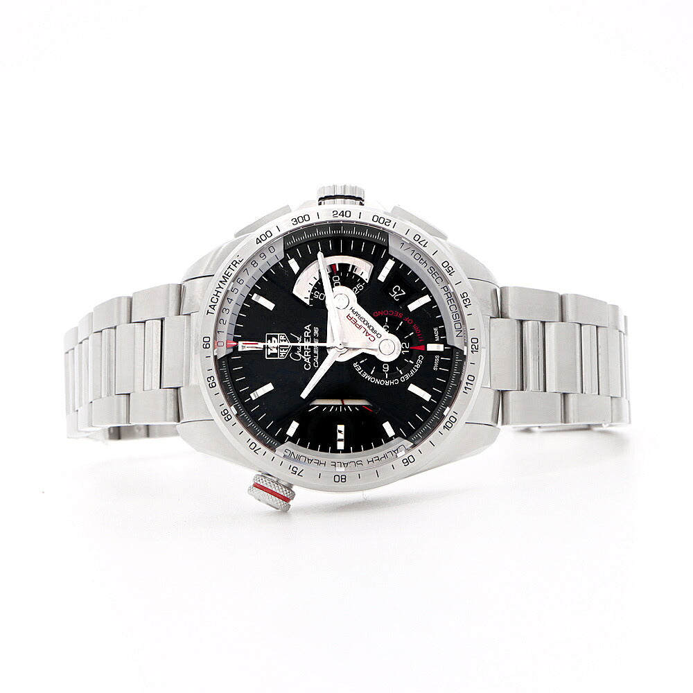 コンプリートサービス済 TAG Heuer タグホイヤー グランドカレラ キャリバー36 クロノグラフ CAV5115 BA0902 デイト 裏スケ タキメーター 黒 ブラック SS ステンレス メンズ 自動巻き【6ヶ月保証】【腕時計】【中古】