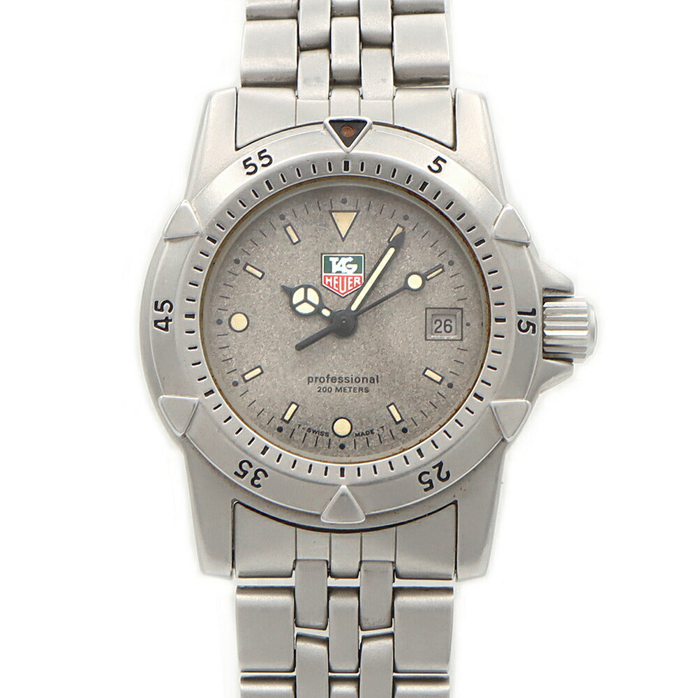 電池交換済 TAG Heuer タグホイヤー 1500シリーズ プロフェッショナル 959.708G デイト 200m防水 グレー SS ステンレス レディース クォーツ【6ヶ月保証】【腕時計】【中古】