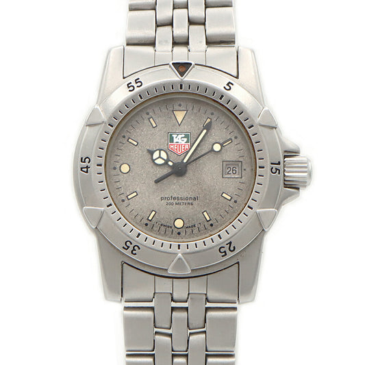 電池交換済 TAG Heuer タグホイヤー 1500シリーズ プロフェッショナル 959.708G デイト 200m防水 グレー SS ステンレス レディース クォーツ【6ヶ月保証】【腕時計】【中古】