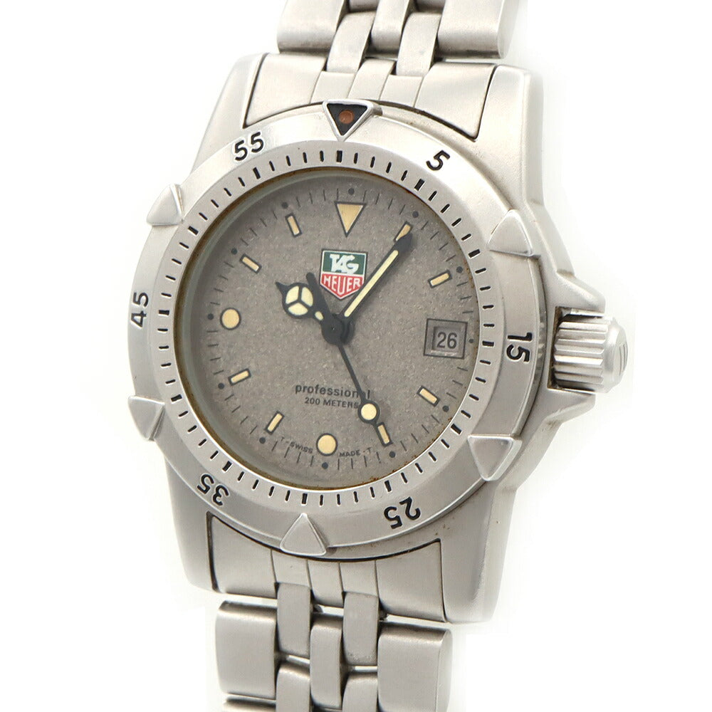 電池交換済 TAG Heuer タグホイヤー 1500シリーズ プロフェッショナル 959.708G デイト 200m防水 グレー SS ステンレス レディース クォーツ【6ヶ月保証】【腕時計】【中古】