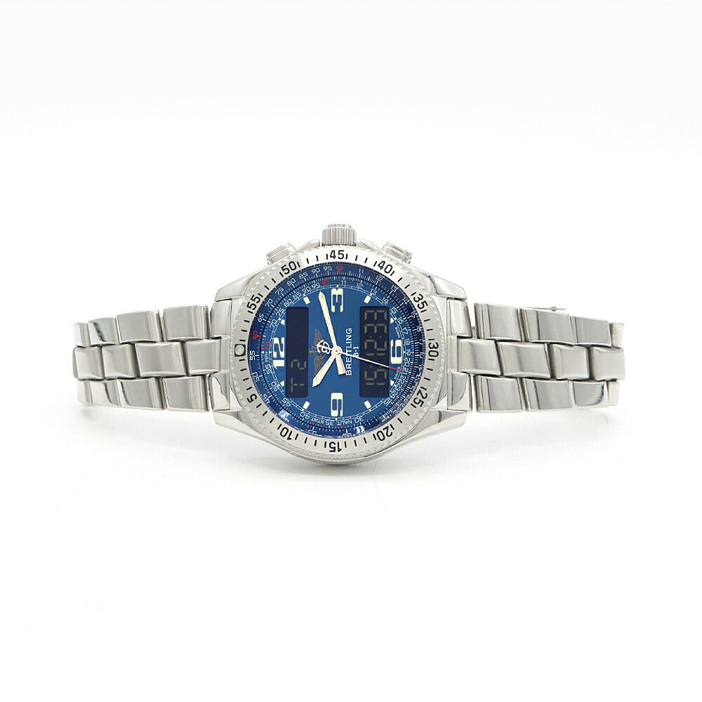 電池交換済 BREITLING ブライトリング プロフェッショナル B-1 A68062 デイデイト 50m防水 青 ブルー SS ステンレス メンズ  デジアナ クォーツ B1【6ヶ月保証】【腕時計】【中古】