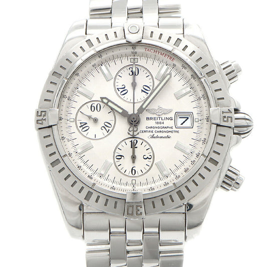 BREITLING クロノマット エボリューション A13356 クロノグラフ デイト 300m防水 シルバー SS ステンレス メンズ 自動巻き【6ヶ月保証】【腕時計】【中古】