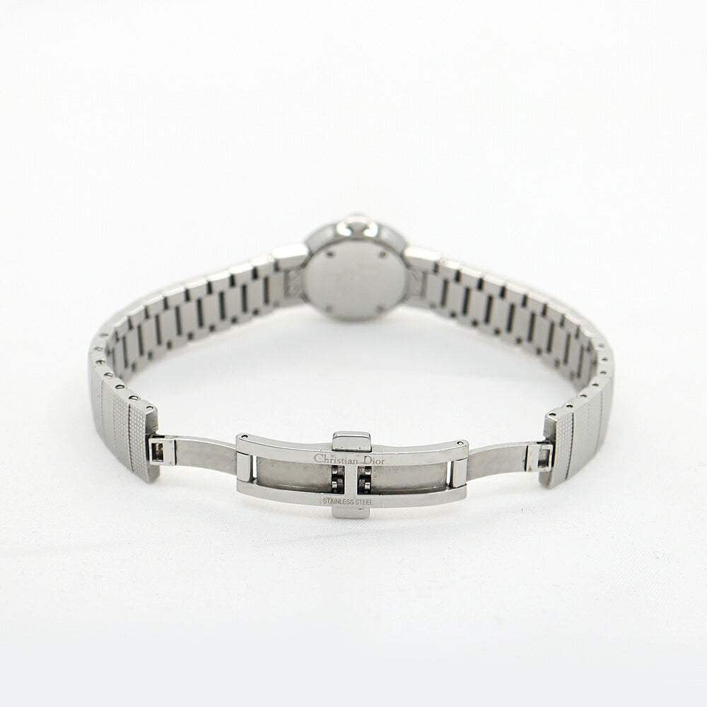電池交換済 Christian Dior クリスチャンディオール ラ ベイビーディ CD041110 12Pダイヤ ダイヤモンド 白 ホワイトシェル SS ステンレス レディース クォーツ【6ヶ月保証】【腕時計】【中古】
