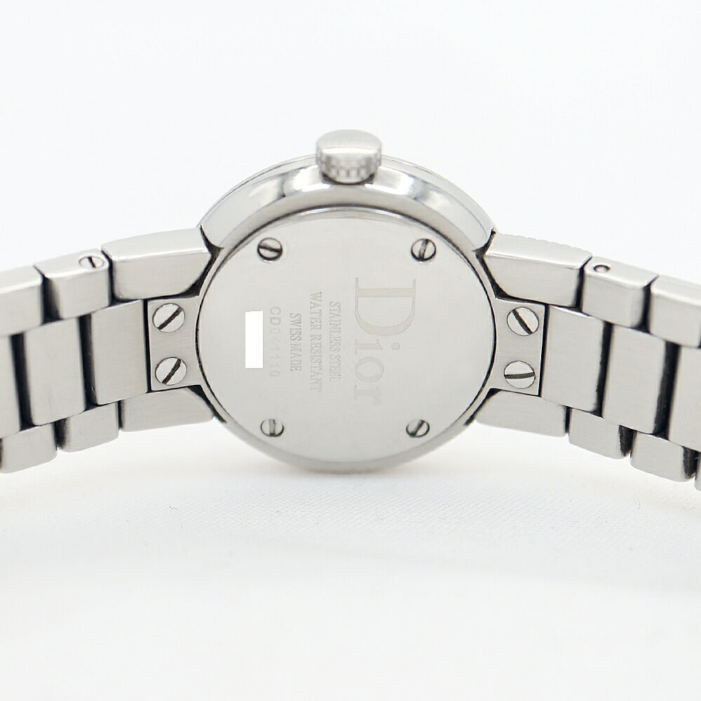 電池交換済 Christian Dior クリスチャンディオール ラ ベイビーディ CD041110 12Pダイヤ ダイヤモンド 白 ホワイトシェル SS ステンレス レディース クォーツ【6ヶ月保証】【腕時計】【中古】