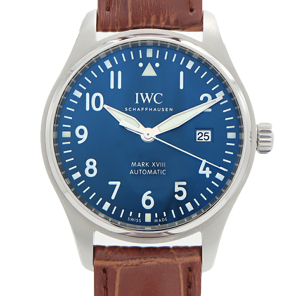 内部点検済 IWC インターナショナルウォッチカンパニー パイロットウォッチ マークXVIII プティ プランス IW327004 デイト 60m防水 青 ブルー SS ステンレス 純正尾錠 メンズ 自動巻き マーク18【6ヶ月保証】【腕時計】【中古】