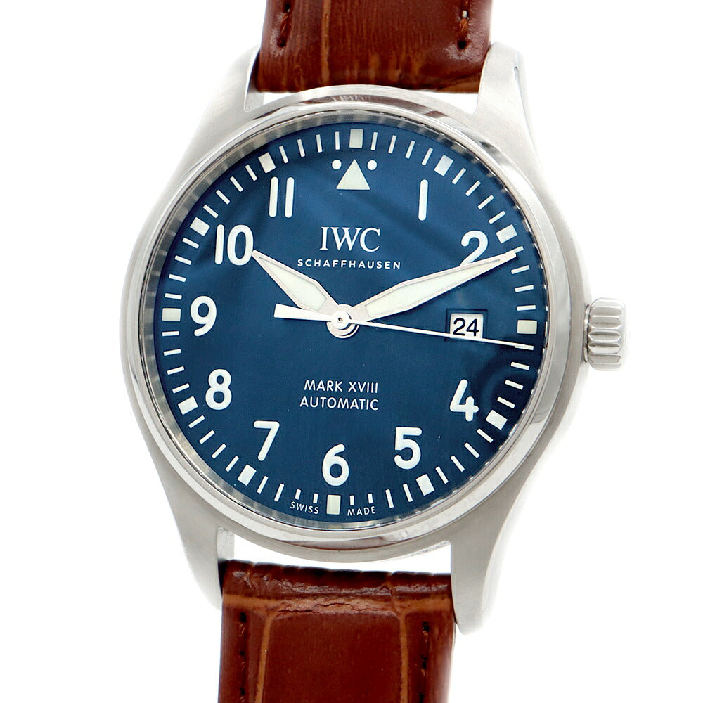 内部点検済 IWC インターナショナルウォッチカンパニー パイロットウォッチ マークXVIII プティ プランス IW327004 デイト 60m防水 青 ブルー SS ステンレス 純正尾錠 メンズ 自動巻き マーク18【6ヶ月保証】【腕時計】【中古】